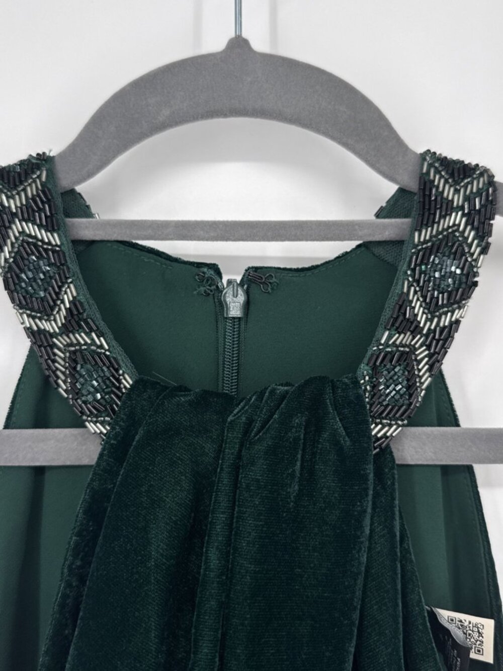 Lauren Ralph Lauren Women Size 14 Green Sleeveless Velvet Beaded Halter Gown NWT - Picture 8 of 14
